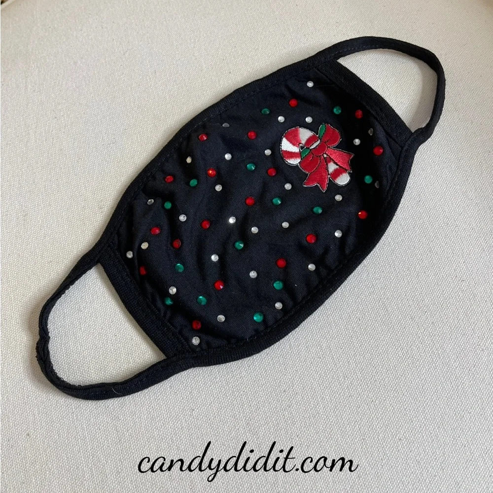 NWT Handmade Candy Did It! Candy Cane Bling With Soft Quilt Layer Face Mask